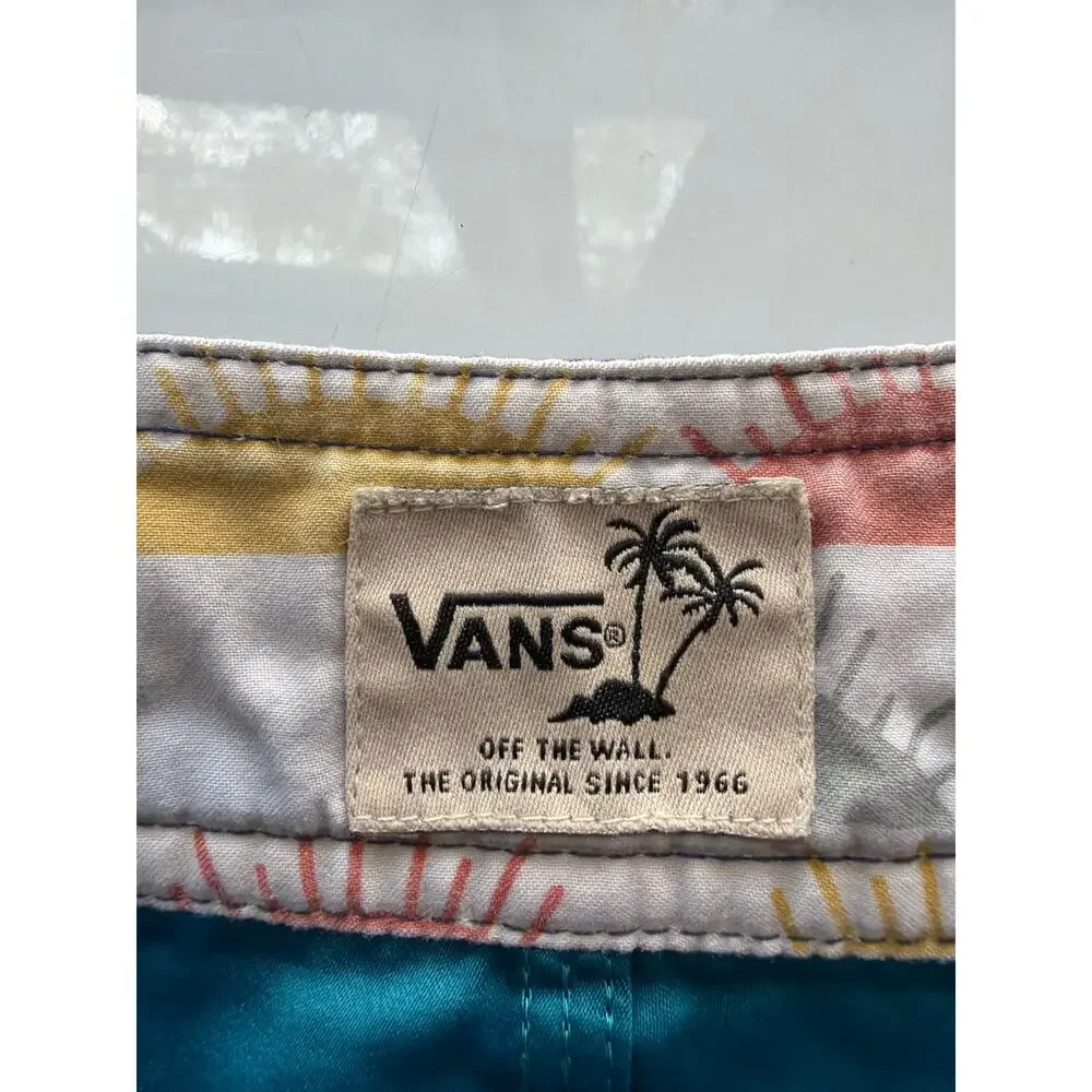 Vans Off The Wall Colorblock Board Shorts Swim Trunks Blue Teal 34